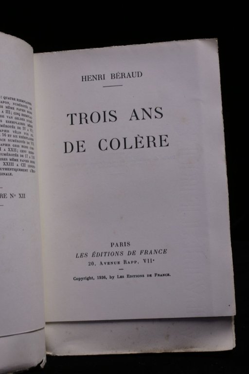 Trois ans de colère