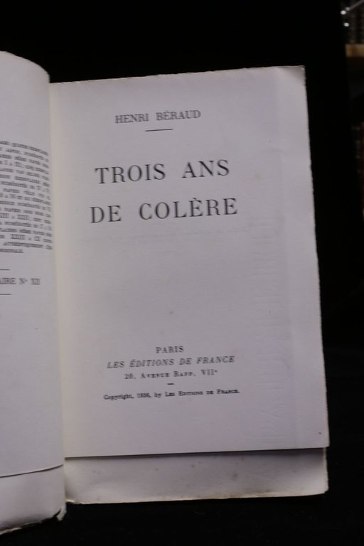 Trois ans de colère