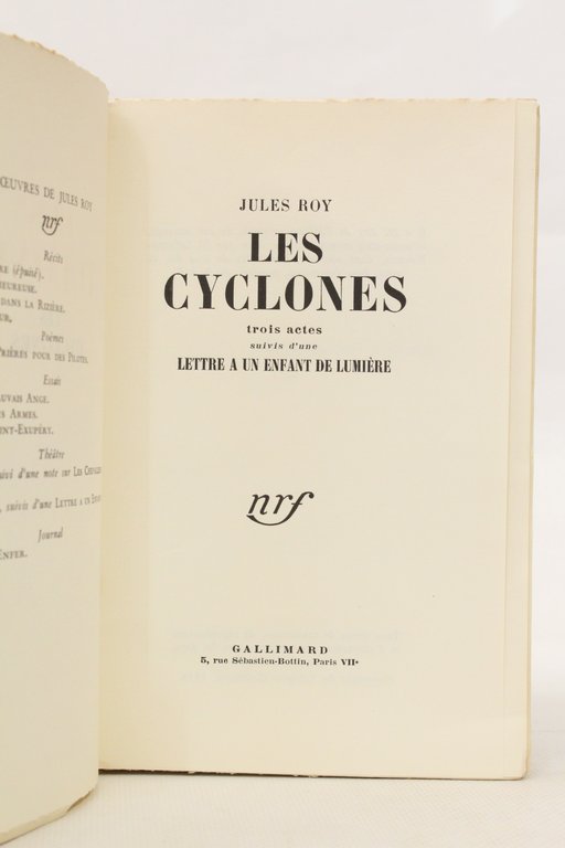Trois cyclones suivis de Lettre à un enfant de lumière