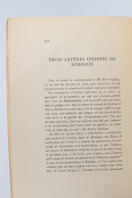 Trois lettres inédites • In La Nrf N°46 de la …