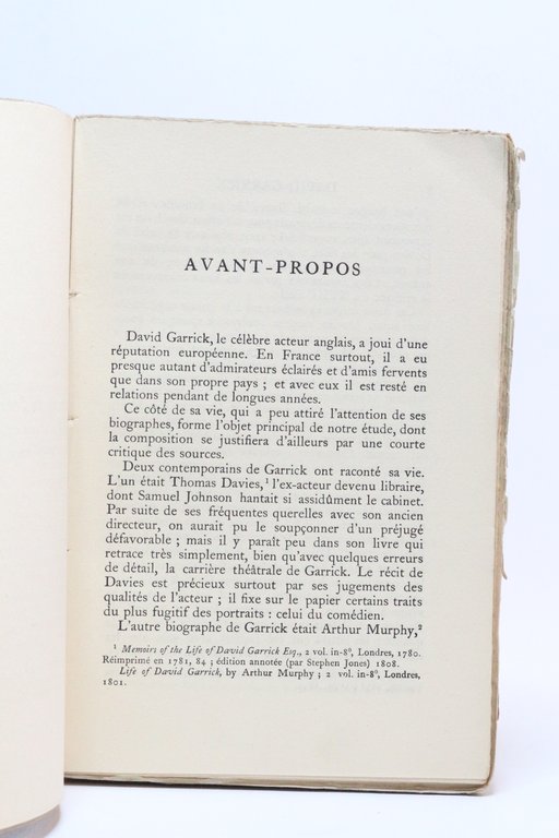 Un acteur cosmopolite. David Garrick et ses amis français