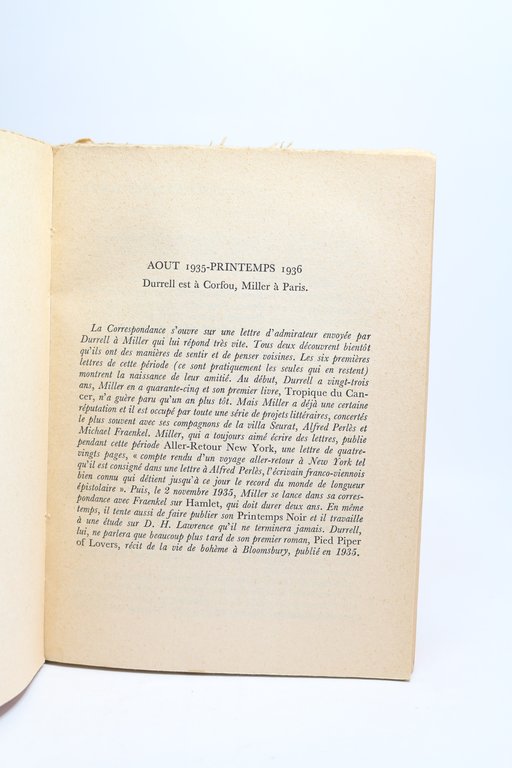 Une correspondance privée, Lawrence Durrell Henry Miller