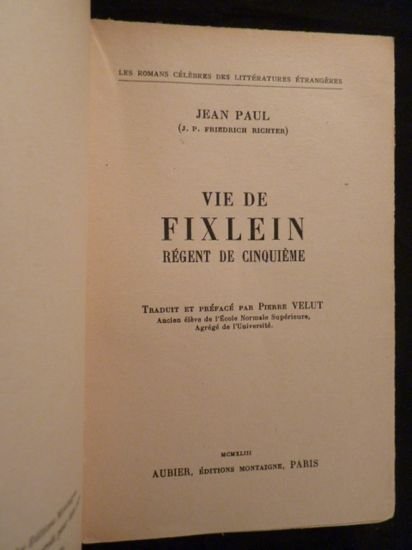 Vie de Fixlein, régent de cinquième