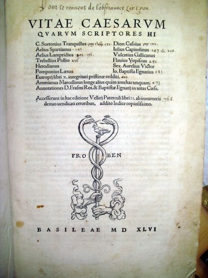 Vitae caesarum quarum scriptores hi Suetonius Tranquillus, Dion Cassius, Aelius …
