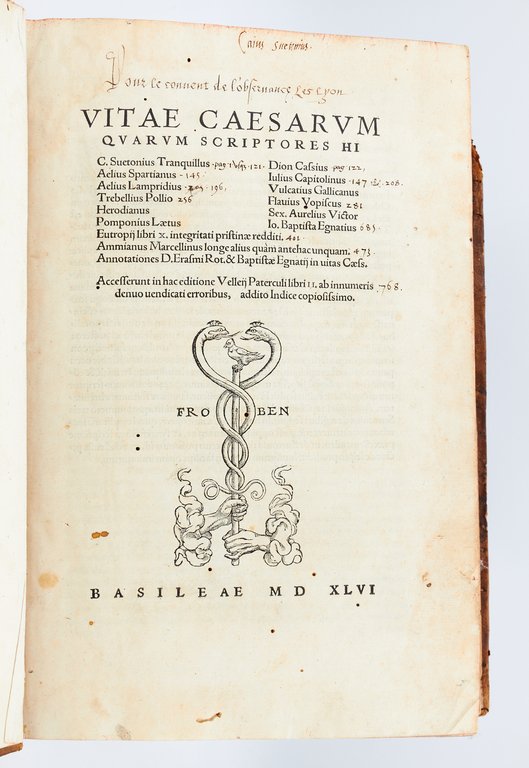 Vitae caesarum quarum scriptores hi Suetonius Tranquillus, Dion Cassius, Aelius …
