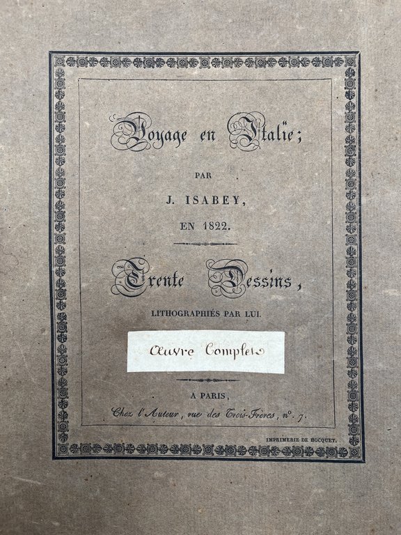 Voyage en Italie en 1822. 30 dessins lithographiés par lui