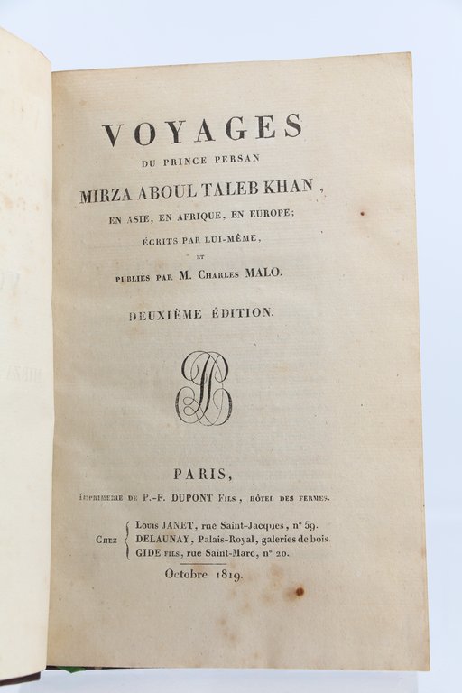 Voyages du prince persan Mirza Aboul Taleb Khan en Asie, …