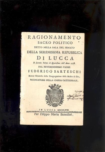 RAGIONAMENTO SACRO POLITICO DETTO NELLA SALA DEL SENATO DELLA SERENISSIMA …