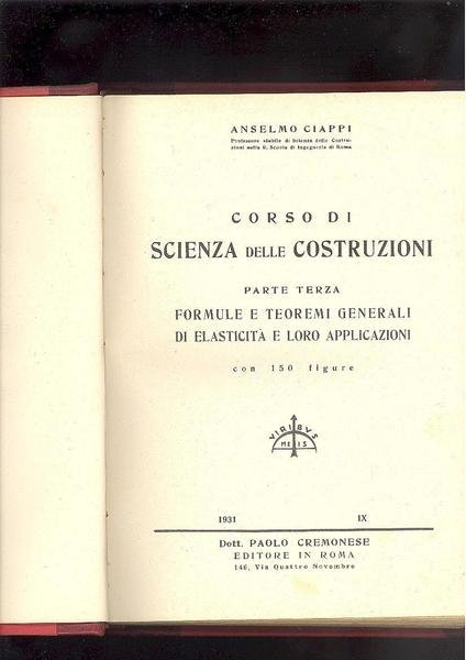 CORSO DI SCIENZA DELLE COSTRUZIONI