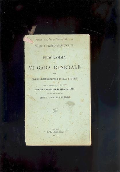 PROGRAMMA DELLA VI GARA GENERALE E DEI MATCHES INTERNAZIONALI DI …