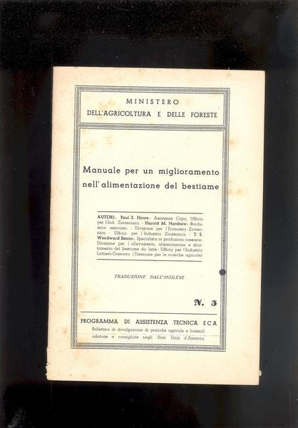 MANUALE PER UN MIGLIORAMENTO NELL'ALIMENTAZIONE DEL BESTIAME.