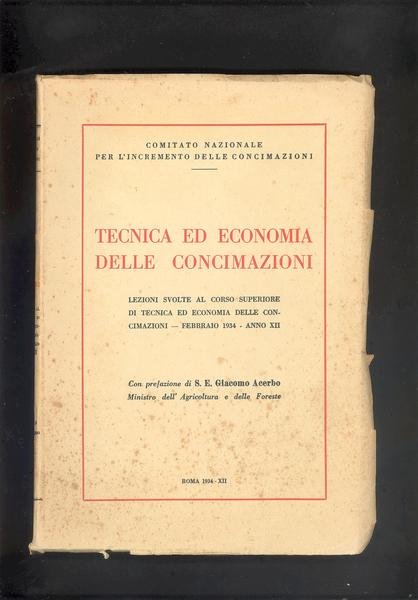 TECNICA ED ECONOMIA DELLE CONCIMAZIONI