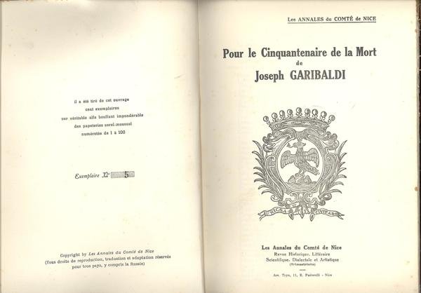 POUR LE CINQUANTENAIRE DE LA MORT DE JOSEPH GARIBALDI