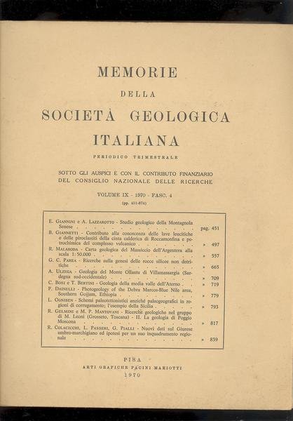 MEMORIE DELLA SOCIETA' GEOLOGICA ITALIANA. PERIODICO TRIMESTRALEVOLUME IX - 1970 …