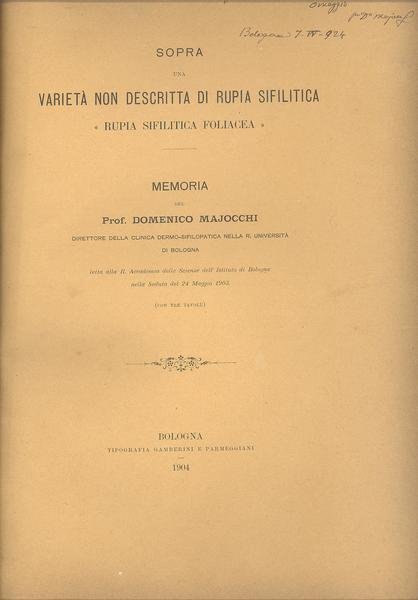 SOPRA UNA VARIETA' NON DESCRITTA DI RUPIA SIFILITICA" RUPIA SIFILITICA …