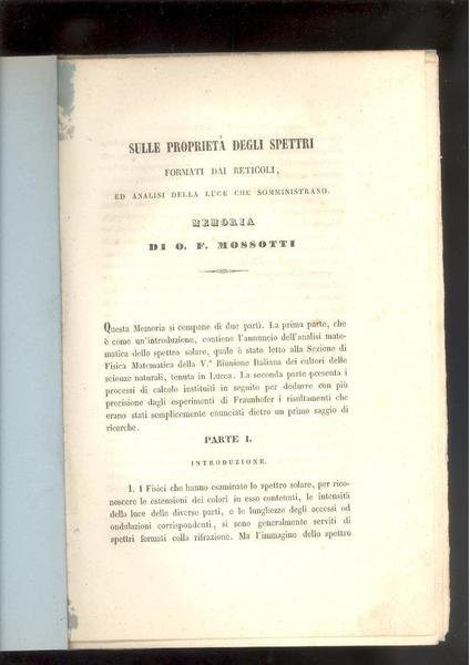 SULLE PROPRIETA DEGLI SPETTRI. FORMATO DEI RETICOLI, ED ANALISI DELLA …