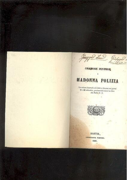 ORAZIONE FUNEBRE A MADONNA POLIZIA NEI SOLENNI FUNERALI A LEI …