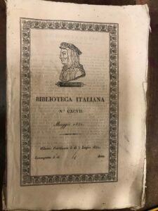 BIBLIOTECA ITALIANA O SIA GIORNALE DI LETTERATURA SCIENZE ED ARTI …