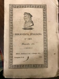 BIBLIOTECA ITALIANA O SIA GIORNALE DI LETTERATURA SCIENZE ED ARTI …