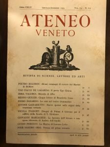 ATENEO VENETO. RIVISTA DI SCIENZE, LETTERE ED ARTI. GEN-DIC 1953