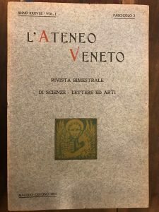 L’ATENEO VENETO. RIVISTA BIMESTRALE DI SCIENZE LETTERE ED ARTI. MAG-GIU …