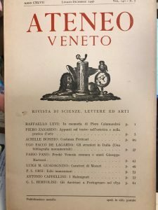 ATENEO VENETO. RIVISTA DI SCIENZE, LETTERE ED ARTI GEN-GIU 1952