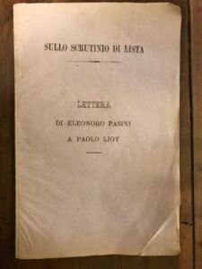 SULLO SCRUTINIO DI LISTA. LETTERA DI ELEONORO PASINI A POLO …