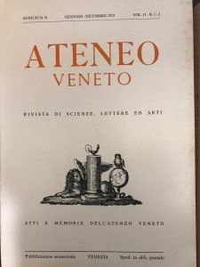 ATENEO VENETO. RIVISTA DI SCIENZE, LETTERE ED ARTI. GEN-DIC 1973 …