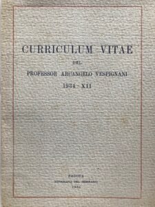 CURRICULUM VITE DEL PROFESSOR ARCANGELO VESPIGNANI 1934 – XII