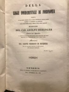 DELLA LEGGE FONDAMENTALE DI FORONOMIA OSSIA D’UNA NUOVA TEORIA SULLA …