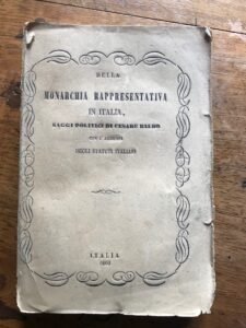 DELLA MONARCHIA RAPPRESENTATIVA IN ITALIA, SAGGI POLITICI DI CESARE BALBO …