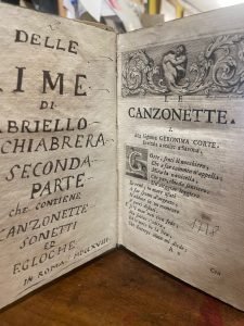 DELLE RIME DI GABRIELLO CHIABRERA. SECONDA PARTE CHE CONTIENE CANZONETTE …