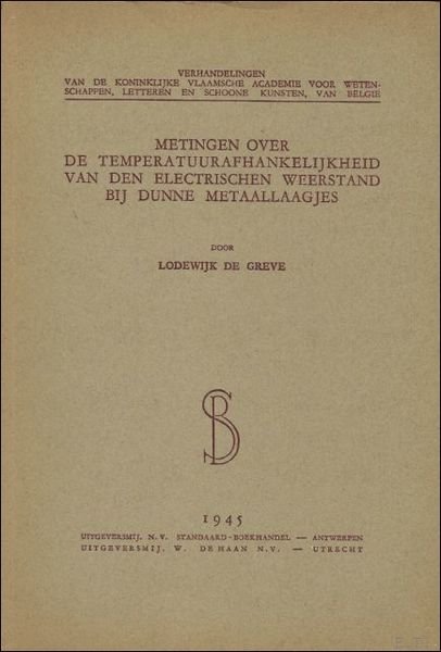 Metingen over temperatuurafhankelijkheid van den electrischen weerstand bij dunne metaallaagjes. | Immagine principale