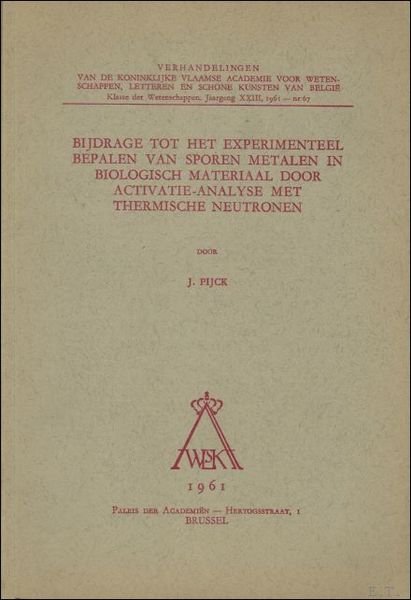 Bijdrage tot het experimenteel bepalen van sporen metalen in biologisch … | Immagine principale