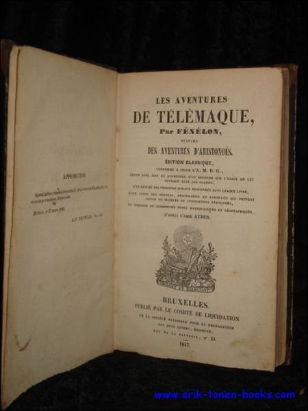 LES AVENTURES DE TELEMAQUE. SUIVIES DES AVENTURES D'ARISTONOUS. EDITION CLASSIQUE …
