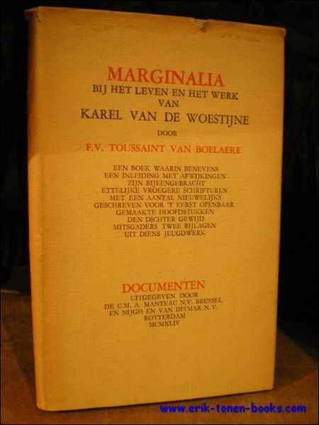 MARGINALIA BIJ HET LEVEN EN HET WERK VAN KAREL VAN …