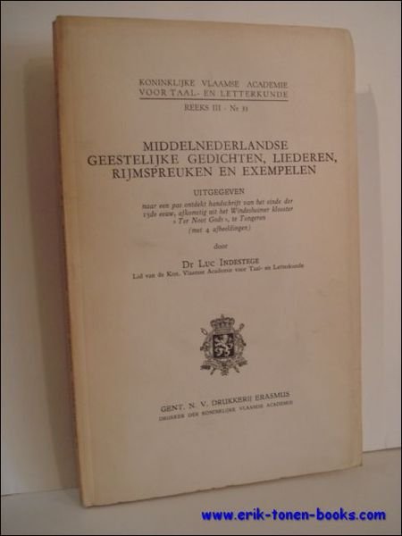MIDDELNEDERLANDSE GEESTELIJKE GEDICHTEN, LIEDEREN, RIJMSPREUKEN EN EXEMPELEN,