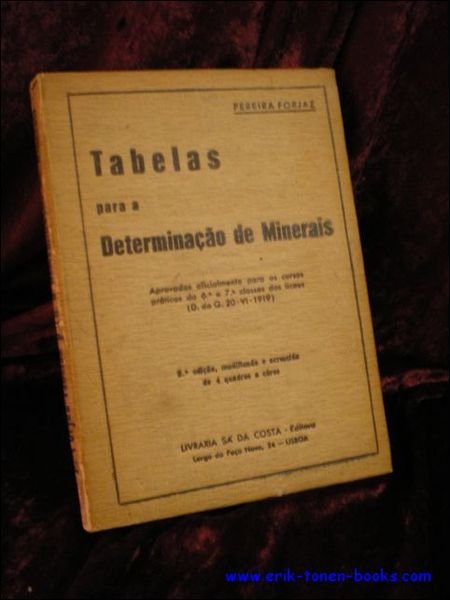 TABELAS PARA A DETERMINACAO DE MINERAIS.