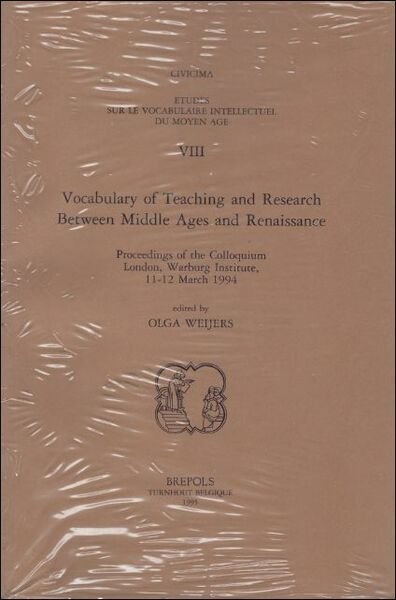 Vocabulary of Teaching and Research Between Middle Ages and Renaissance. …