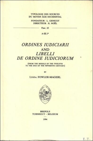 Ordines iudiciarii' and 'Libelli de ordine iudiciorum'. From the Middle …
