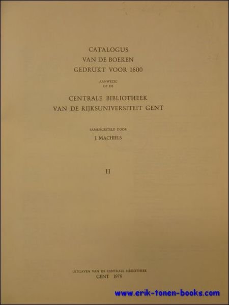 Catalogus van de boeken gedrukt voor 1600 aanwezig op de …