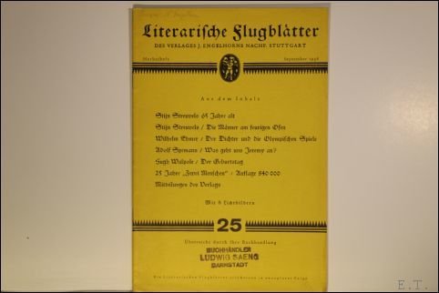 Literarische Flugblatter. HerbstHeft. Im Herbst 1936. nr. 25. Verlag J. …