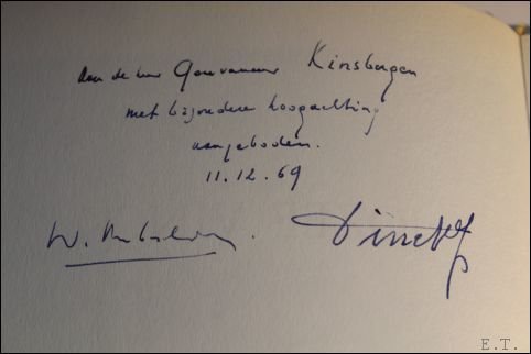 JOZEF VINCK. met handgeschreven opdracht aan de heer Gouverneur KINSBERGEN, …