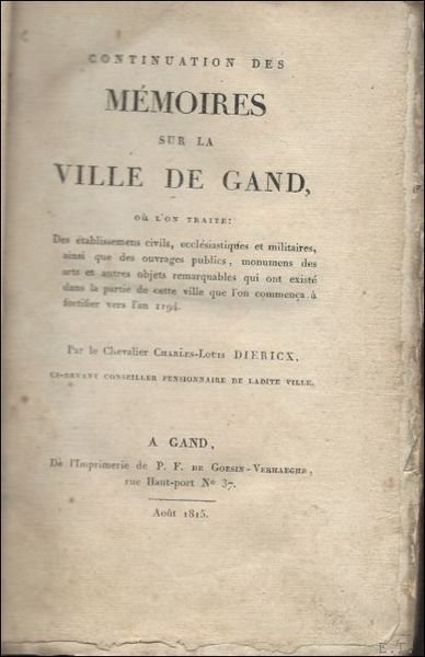 M moires sur la ville de Gand volume 2
