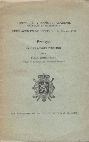 Breugel, een veronderstelling door Felix Timmermans.