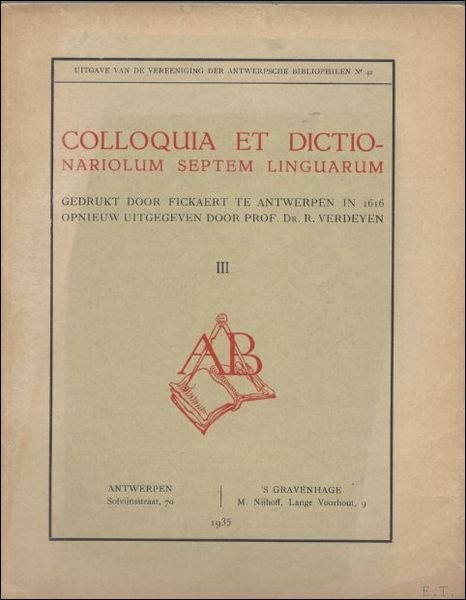 Colloquia et dictionariolum septem linguarum, volume 3 / Antwerpen : …