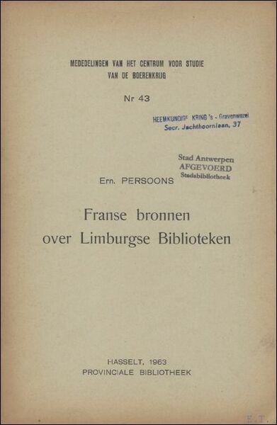 Franse bronnen over Limburgse bibliotheken