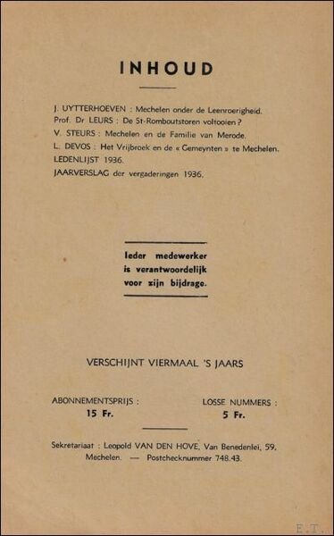 Mechelsche bijdragen. 3e Jaargang Nr 4 Mechelen onder de Leenroerigheid