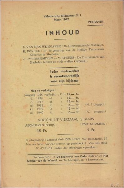 Mechelsche bijdragen. 9e Jaargang Nr 1 de Oergermaansche kalender