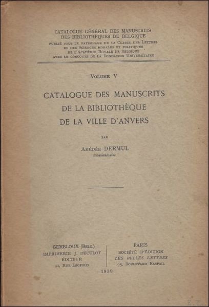 CATALOGUE DES MANUSCRITS DE LA BIBLIOTHEQUE DE LA VILLE D' …
